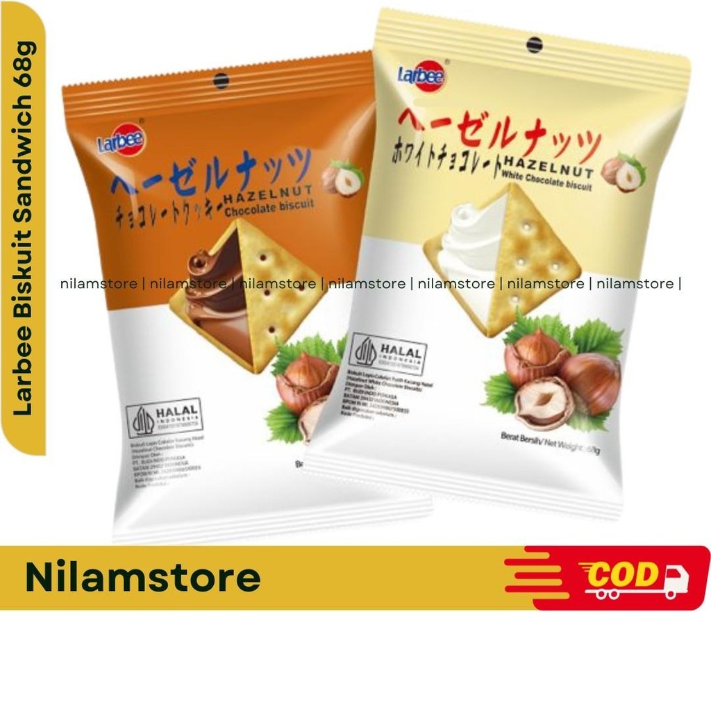 

Larbee Biskuit Coklat Sandwich 68g White Coklat Hazelnut