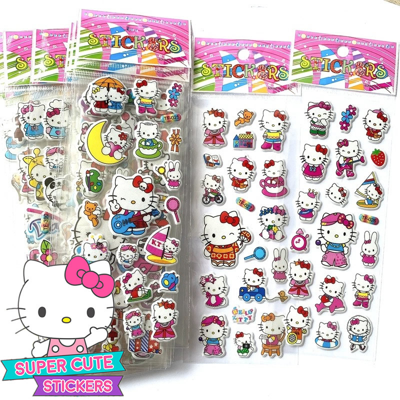 

12pcs Hello Kitty 3D Bubble Stickers Kawaii Decoration Decals Cute Children Reward Puffy Sticker Stationery Supplies Kids Toy