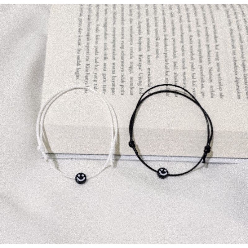 (2PCS) Gelang Couple SMILE | waterproof | Adjustable | Gelang tali hitam