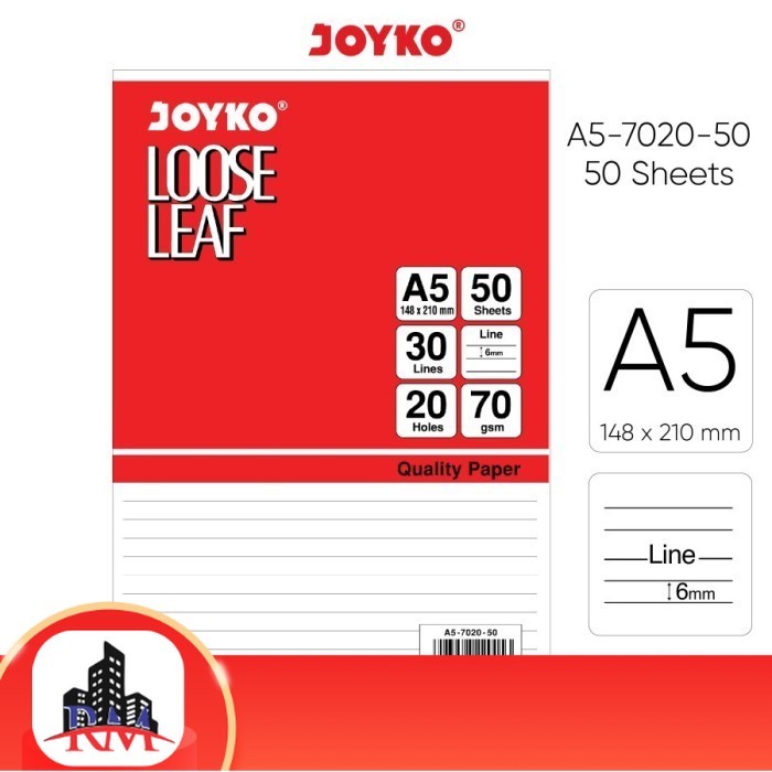 

Loose Leaf Isi Kertas File Binder Joyko Bergaris A5-7020-50 50 Lmbr