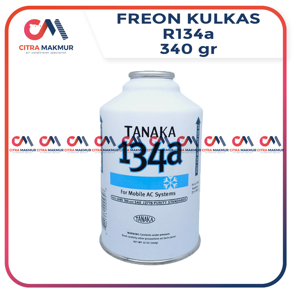 Freon R134a Tanaka Original Kulkas AC Mobil Refrigrant R 134 isi Dupont 340 gram Kaleng Baru