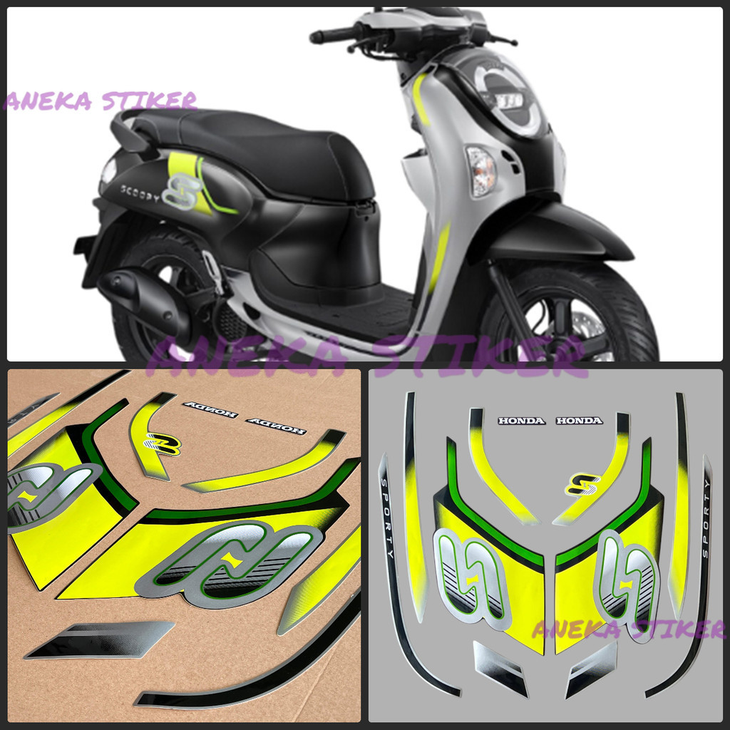 Striping stiker honda scoopy 2024 2025 Energetic Silver Hitam Sudah Cutting