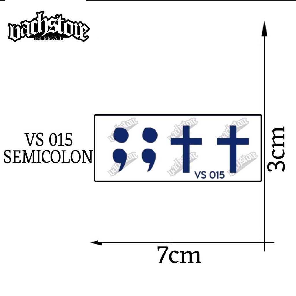 Semi Permanen Tato Semicolon Salib Vs 015 Tahan Sebulan Temporary Tatto