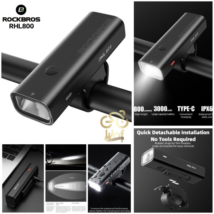 ROCKBROS RHL800 Lampu Depan Sepeda RHL 800 Bicycle Front Light 800LM