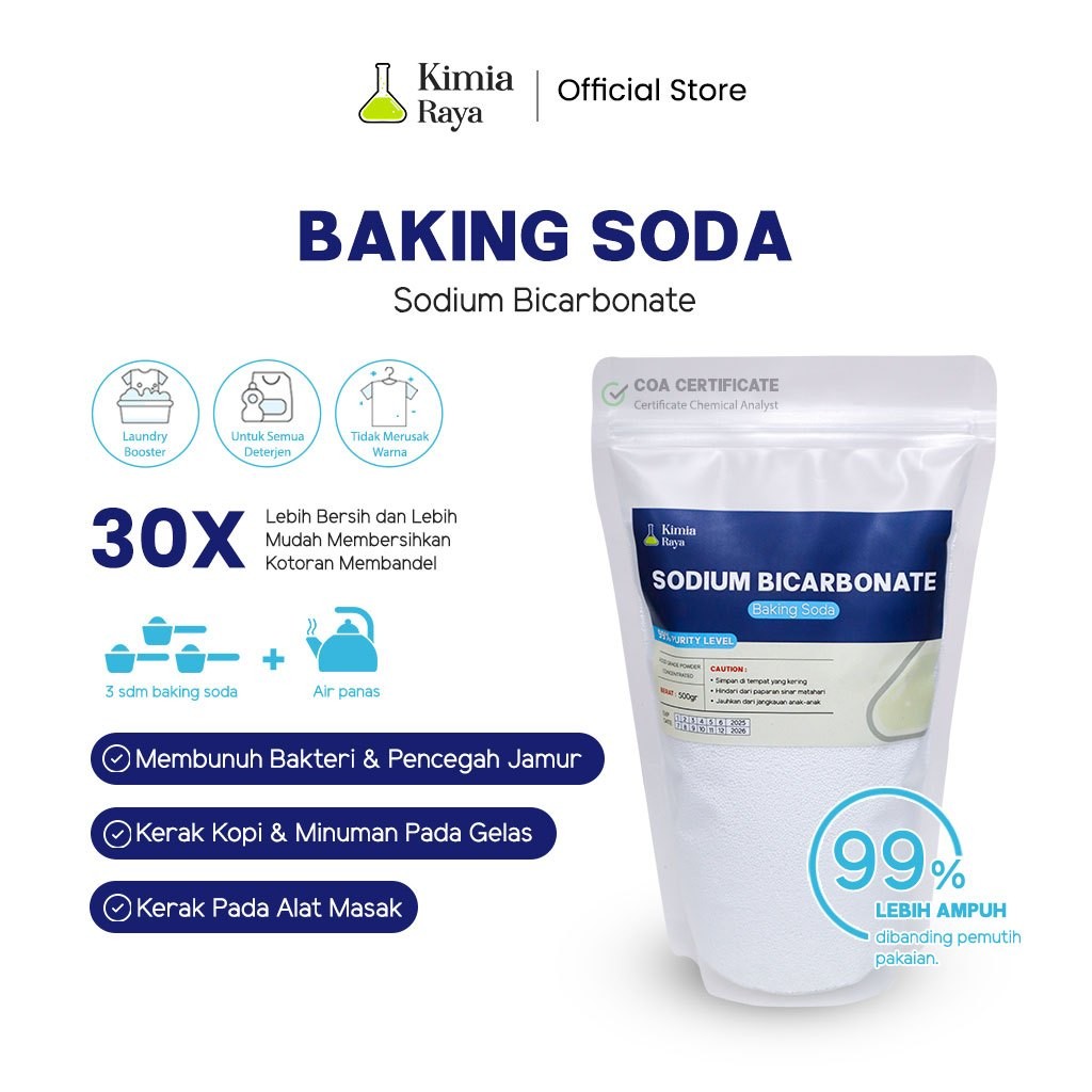 

BAKING SODA CONCETRATED 500GR FOOD GRADE - SODA KUE - SODIUM BICARBONATE - NATRIUM BICARBONAT - Bubuk Pembersih Peralatan Rumah Tangga -