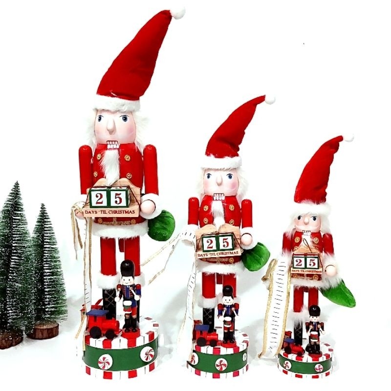 

GROSIR Kalender Nutcracker S M L Pajangan Kalender Patung Jumbo Santa Kado Natal Murah Hampers Christmas Gift Merah