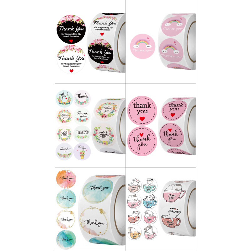 

Sticker Thank You Roll Isi 500 Pcs Stiker Terima Kasih