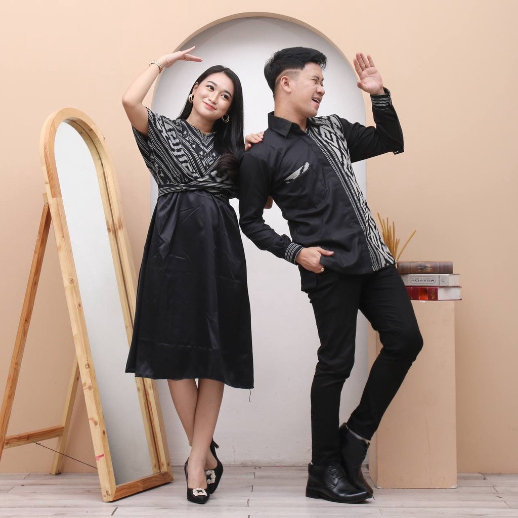 TT.ID |  DRESS KIRANA & KEMEJA TORAJA HITAM couple tenun toraja sumba bali jepara DRESS COUPLE KONDA