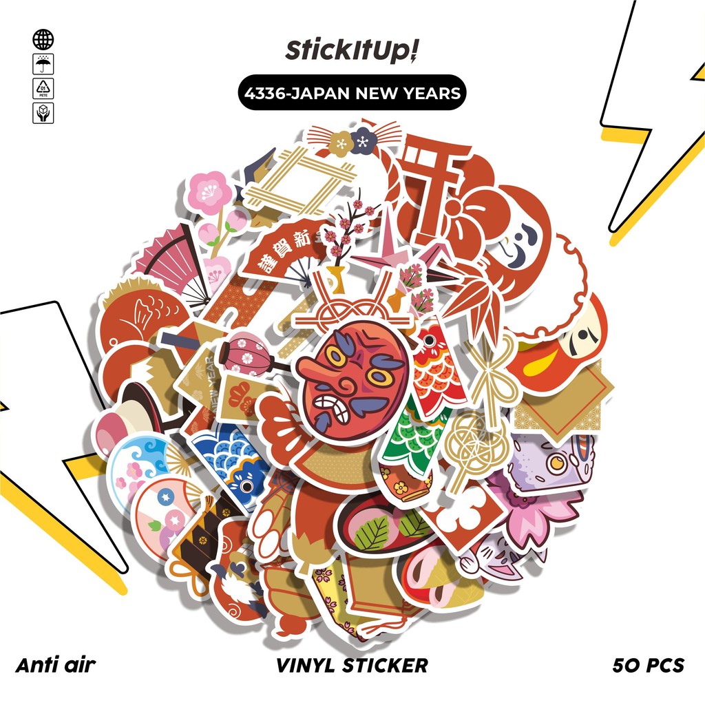 

COD✨ 50 Pcs Stiker JAPANESE NEW YEARS DECORATION (Hiasan Tahun Baru Jepang) Lucu Anti Air Untuk Dekorasi Notebook Sepeda Skateboard Handphone DIY [2]