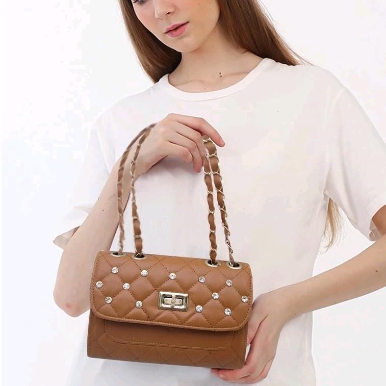Tas Selempang Cewek Slingbag Shoulderbag Wanita Tali Rantai Anyaman Muat Dompet Hp || R-39