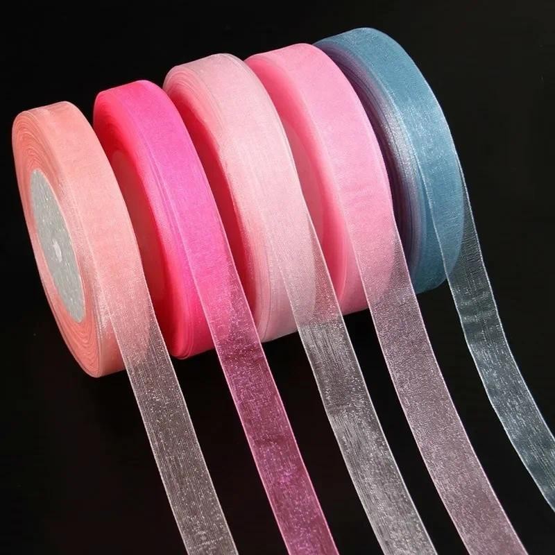 

12mm(45meters/roll) Organza Ribbon Wrapping Christmas Party Home DIY Gift Packaging Wedding Decoration Tapes DIY Chiffon Ribbons