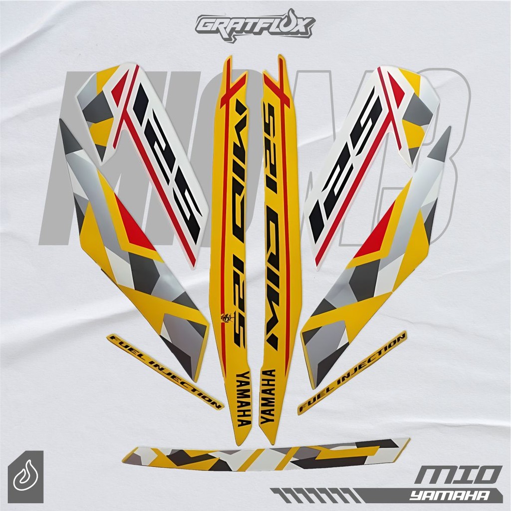 Striping Stiker Motor YAMAHA Mio M3 2016 kuning body full kuning standar berkualitas
