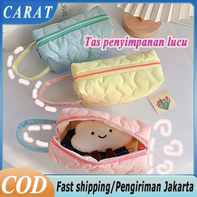 

【CARAT】Tas alat tulis pegangan bunga pastel / tempat pensil lucu / tas jinjing lucu portabel/tas kosmetik / tas aksesori wanita lucu lokal/ritsleting