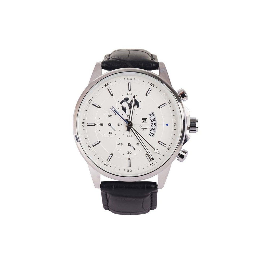 ZIGMA 209 - Jam Tangan Mewah dengan Tali Hitam dan Casing Putih: Kombinasi Elegan dan Fungsional unt