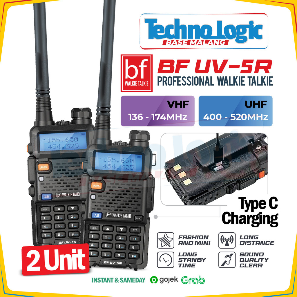 Walkie Talkie HT Handy Talkie 2 pcs UV5R/UV-5R Radio HT Komunikasi