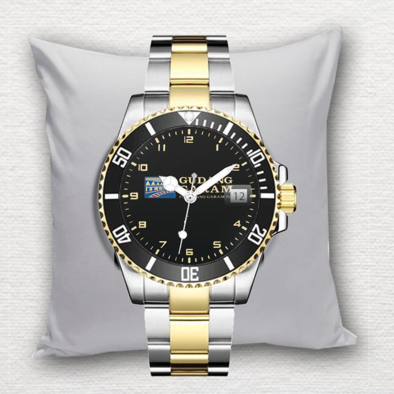 Jam Tangan Pria ROKO SAMPOERNA BLACK GUDANG GARAM Tanggal Stainless Steel Perak Silver Gold  Dewasa 