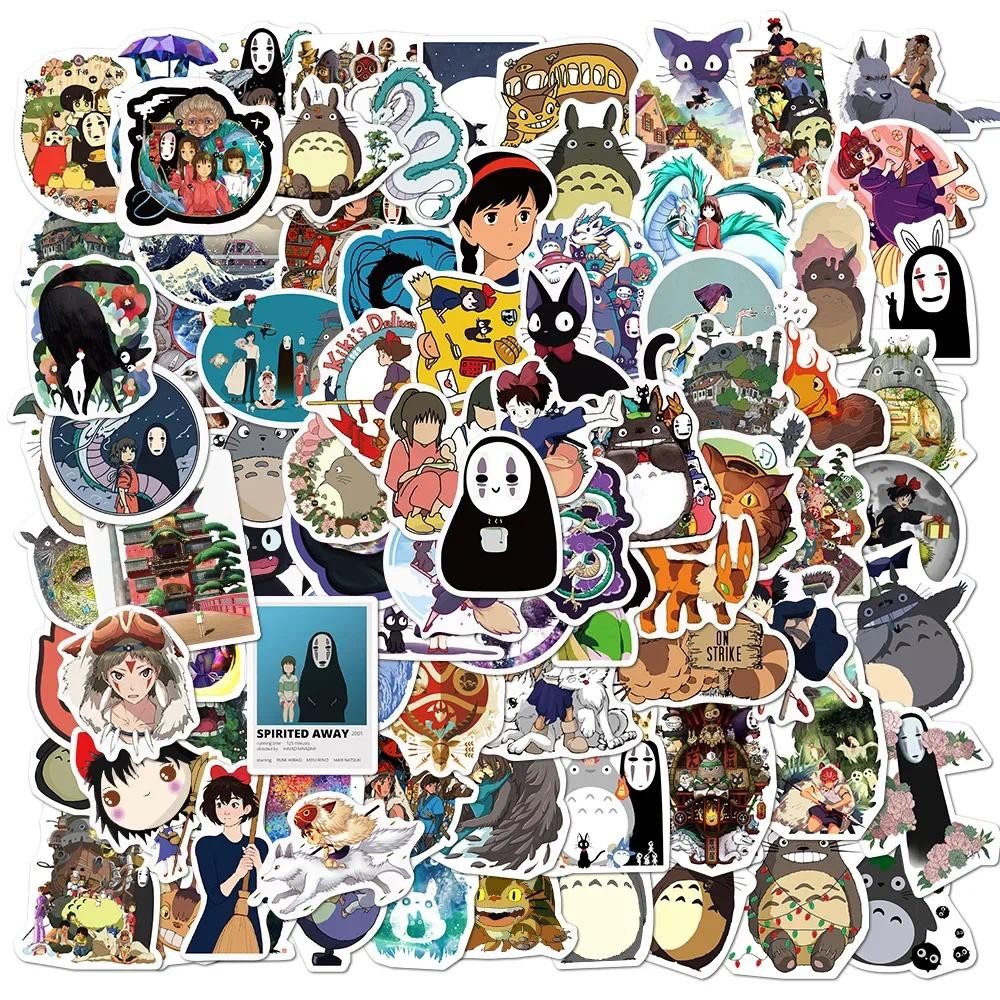 

100pcs Spirited Away Sticker Pack Waterproof Anime Stickers Cute Laptop Skin Kawaii Packaging DIY Phone Case Handbook Stationery