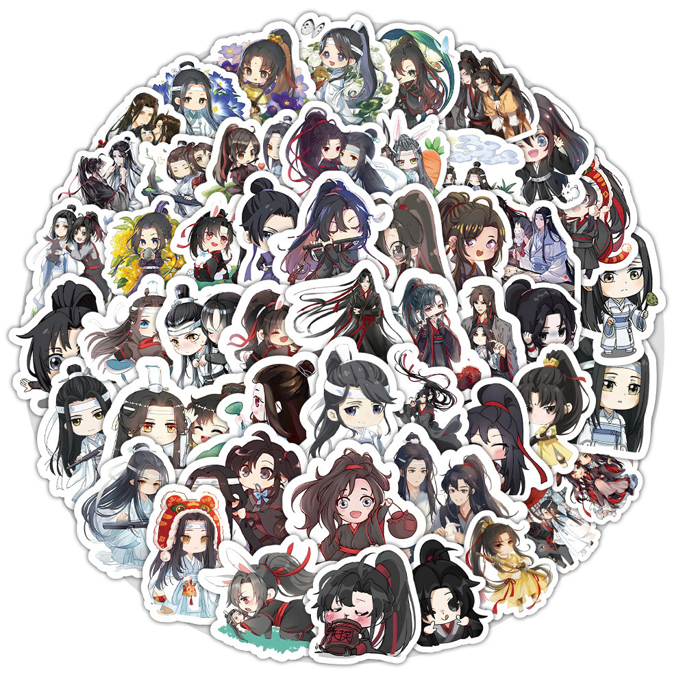 

100Pcs/Pack Mo Dao Zu Shi Anime Stickers Wei Wuxian DIY Decals Sticker For Notebook Luggage Skateboard Phone Toy