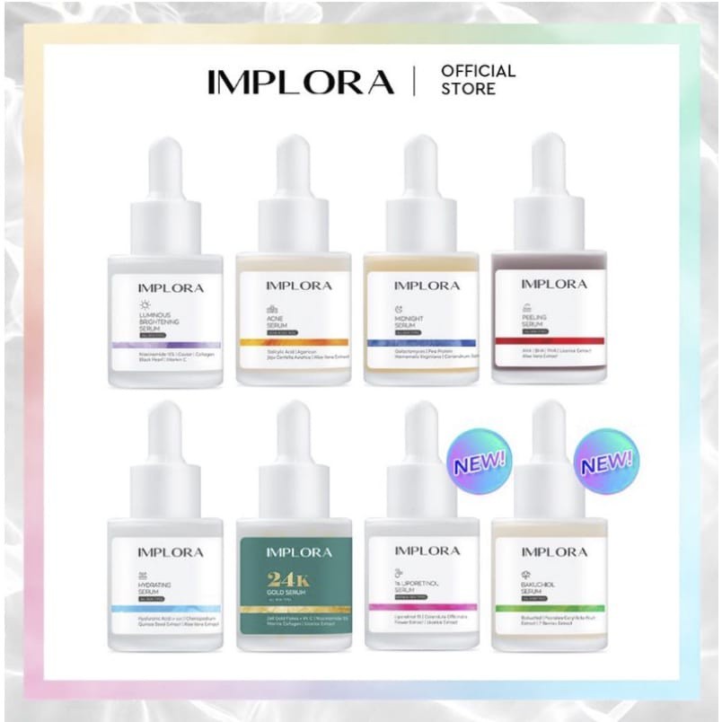 Implora Face Serum Luminous Bright Serum Acne Peeling Midnight Serum | Implora Serum Wajah