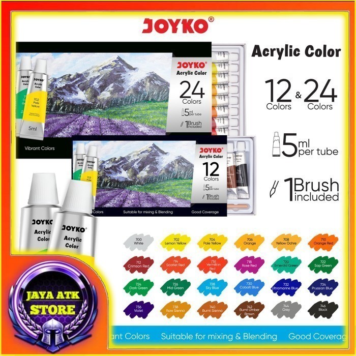 

Joyko Cat Akrilik Acrylic Color ACC-5ML Cat Kanvas Cat Lukis