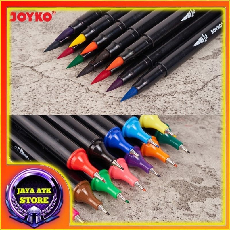 

COLOR BRUSH PEN JOYKO CLP-13 PENA KUAS DOUBLE TIP SUPER BRUSH SPIDOL KUAS 12 WARNA