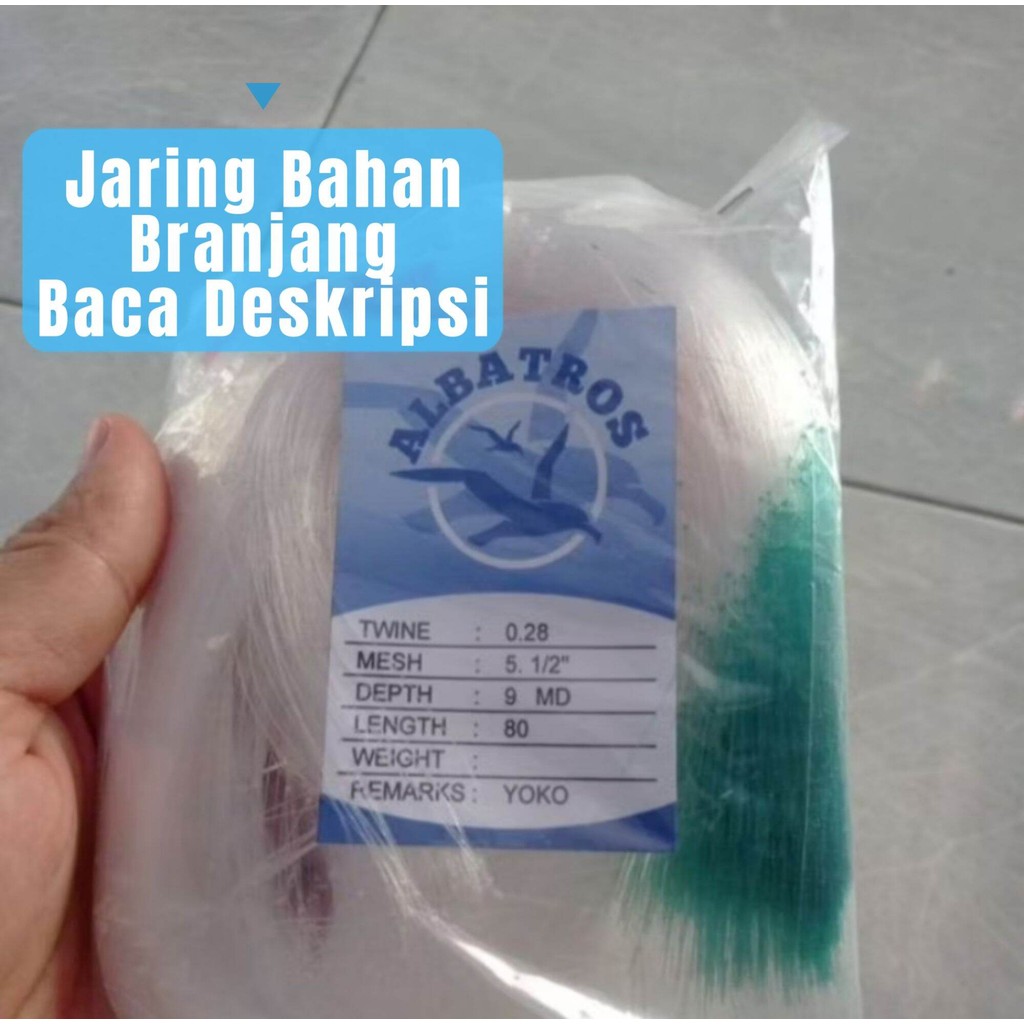 Jaring senar bahan branjang 0.28"5½ in"9md/80yds yoko jaring pukat jaring branjang jaring ikan