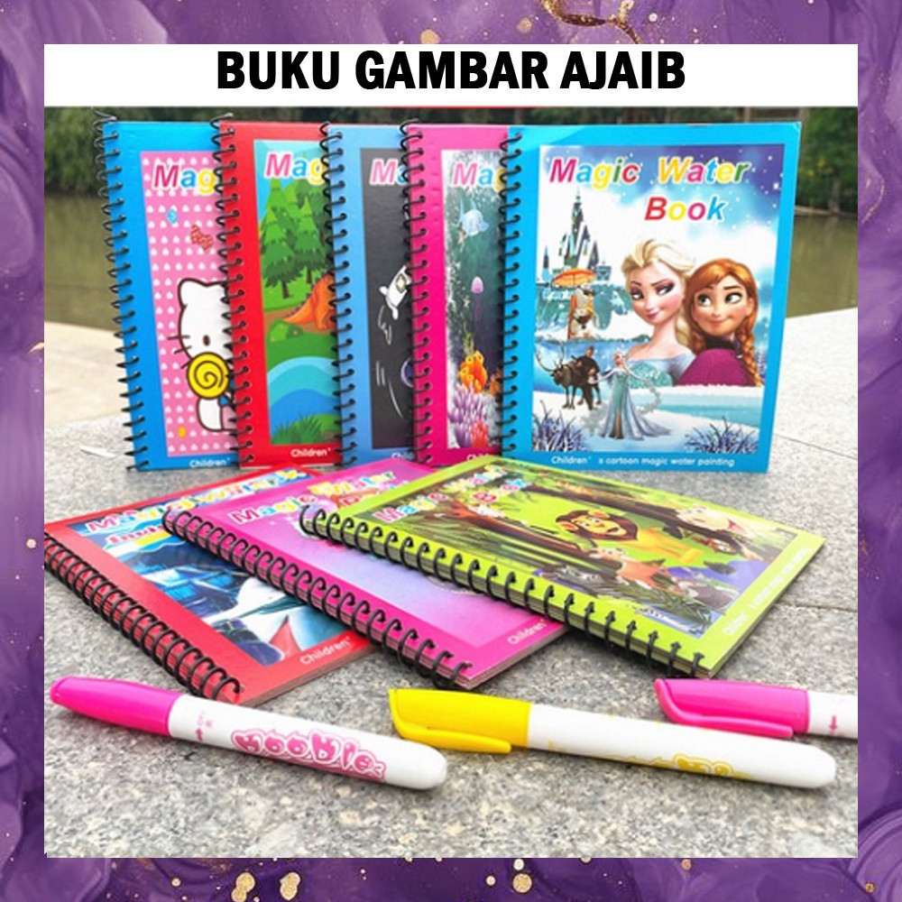 

(SBA) Buku Gambar AJAIB AIR Magic Water Colour Book Mewarnai Karakter Lucu AT2729B2