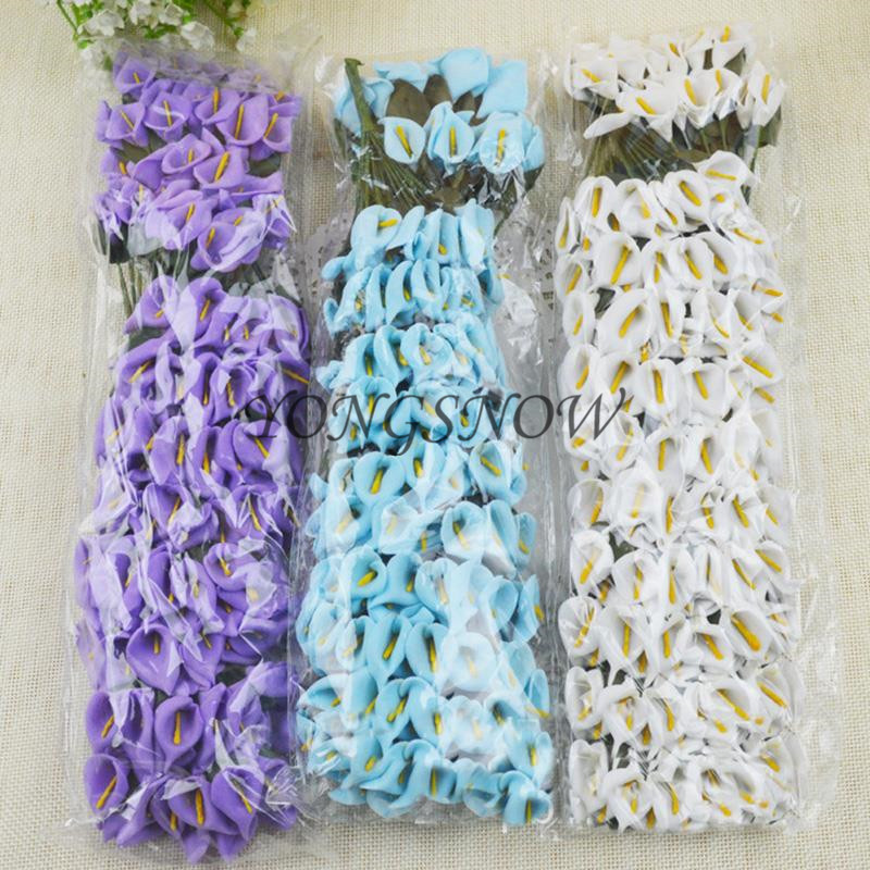 

144pcs/lot Mini Delicate Calla Lily Artificial Flower Wedding Decoration Home Supplies DIY wreath Garland Fake Flowers