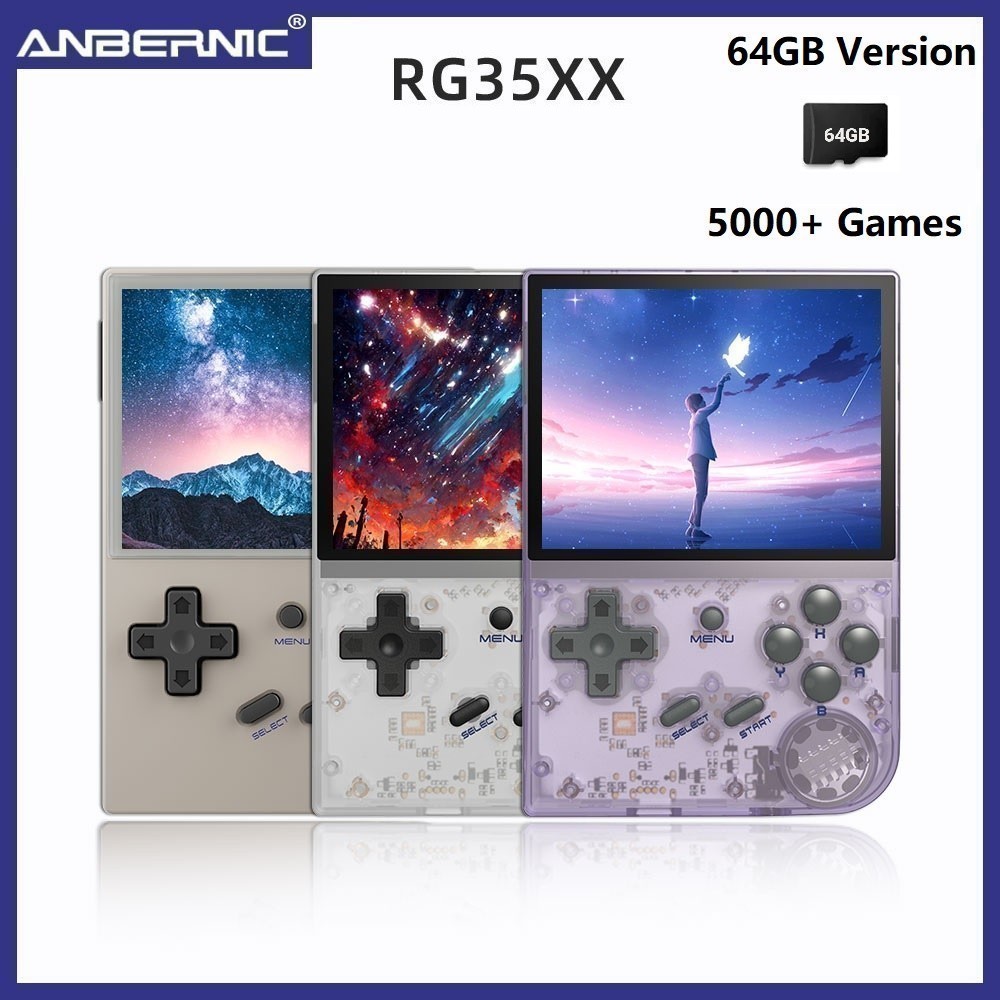 GROSIRUNIK99 ANBERNIC RG35XX 64GB Emulator Retro Game Console 3.5-inch IPS Screen
