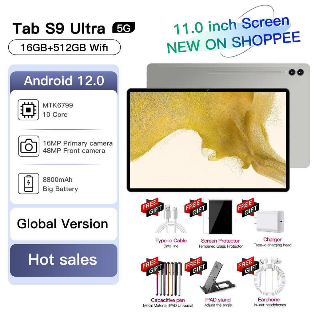 Hancdon Tablet PC Asli Baru Tab S9 Ultra 16GB + 512GB Tablet Android 11.6inch Layar Full Screen Laya