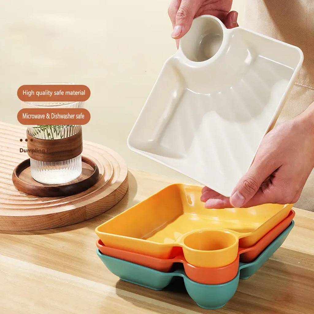 MM Piring Makan 2 in 1 Tempat Saus Kecap / Piring Makan Souvenir / Piring Makan Serbaguna / Tempat S