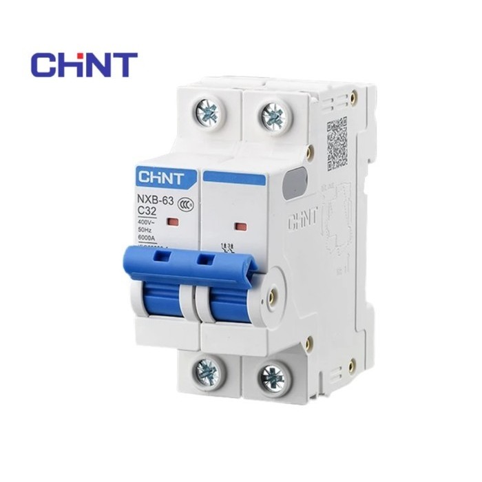 CHINT NXB-63 MCB 2P 2 Pole Phase Kabel Listrik 1 2 4 6 10 16 20 25 32 40 50 63 Amper 6KA