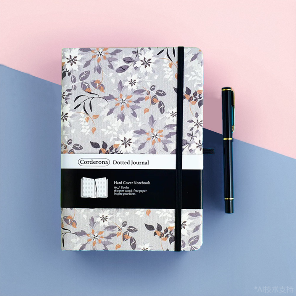 

Dotted Notebook Journal Morocco retro simple Flowers PU Hardcover small fresh 160g portable A5 Dot notebook