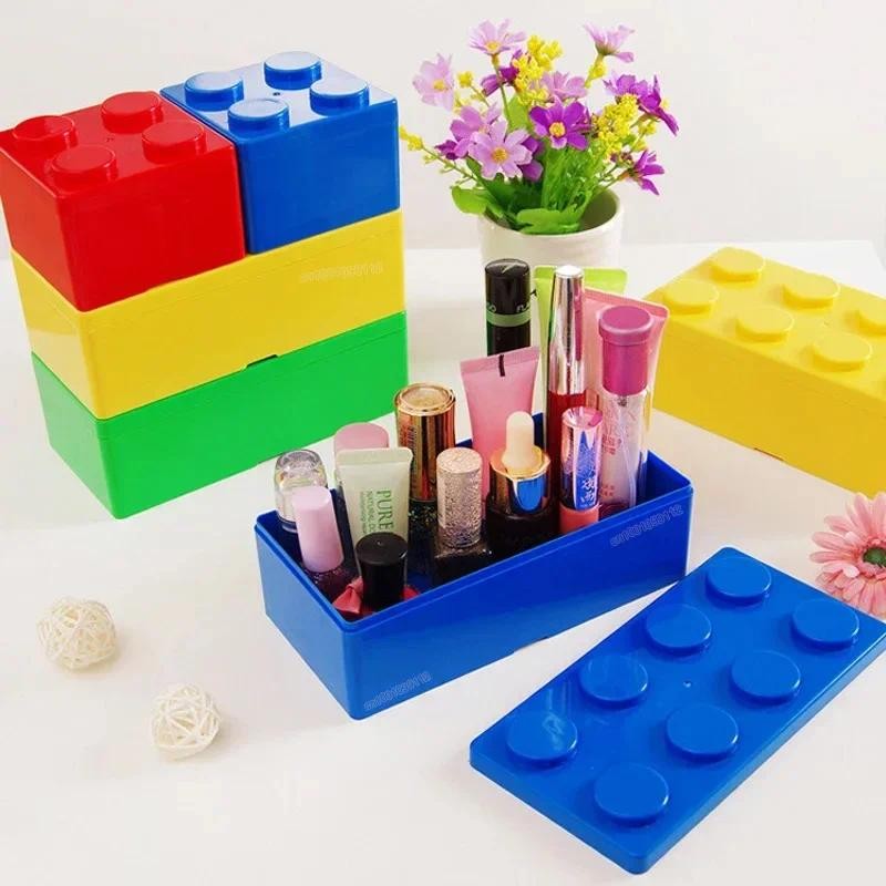 

1PC Building Blocks Stackable Storage Box Office Stationery Sundry Desktop Storage Box Cosmetic Storage Boxes