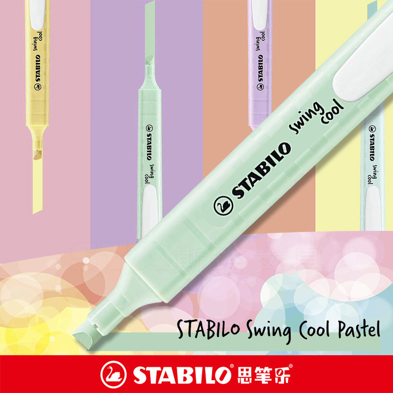 

6 Pcs STABILO Highlighter 275 Macaron Color Oblique Head Markers Student Painting Pastel Highlighter School Supplies Stationery