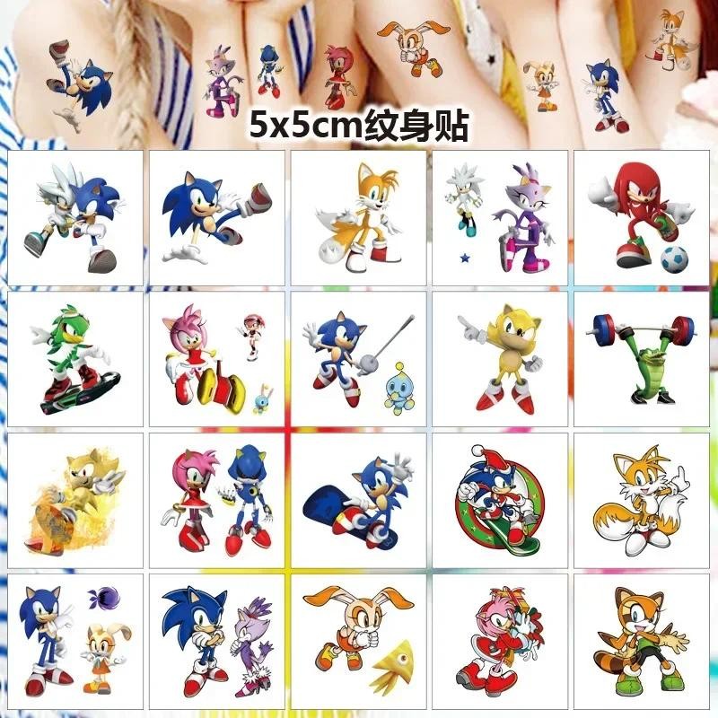 

20sheets Sonic the Hedgehog Tattoo Stickers Children's Toys Cartoon Tattoo Stickers Anime Image Waterproof Durable tide