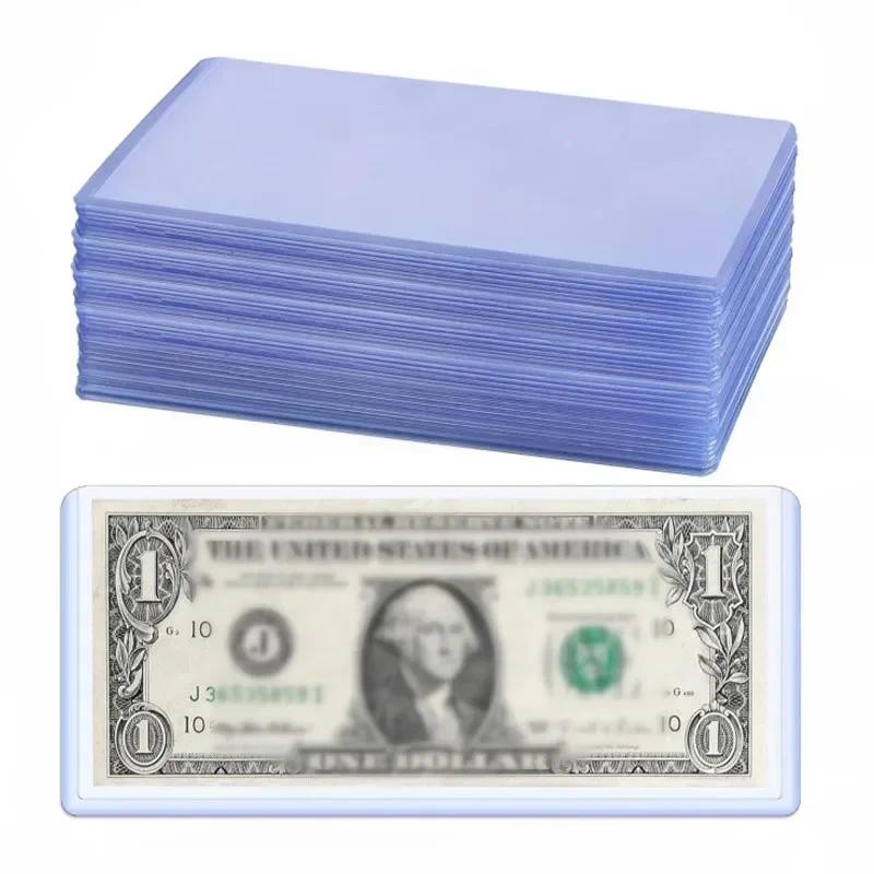 

50Pcs PVC Transparent Rigid Plastic Banknote Protectors Two Sizes Protectors Sleeve Supplies for Collecting Plain Banknotes