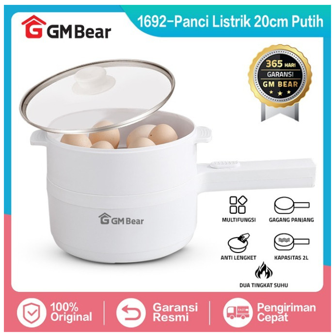 Panci Listrik Multifungsi 2.0L GM BEAR ORIGINAL Panci Listrik Fry Pan sudah SNI /Steamer Serbaguna M