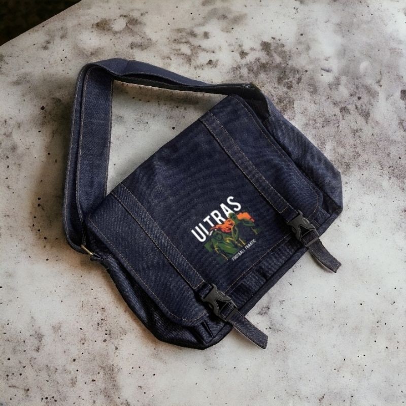 Abdullahbag - Tas Selempang Denim Jeans Unisex  Tas Jeans  Tas Selempang Sekolah Pria Wanita  Tas Ku