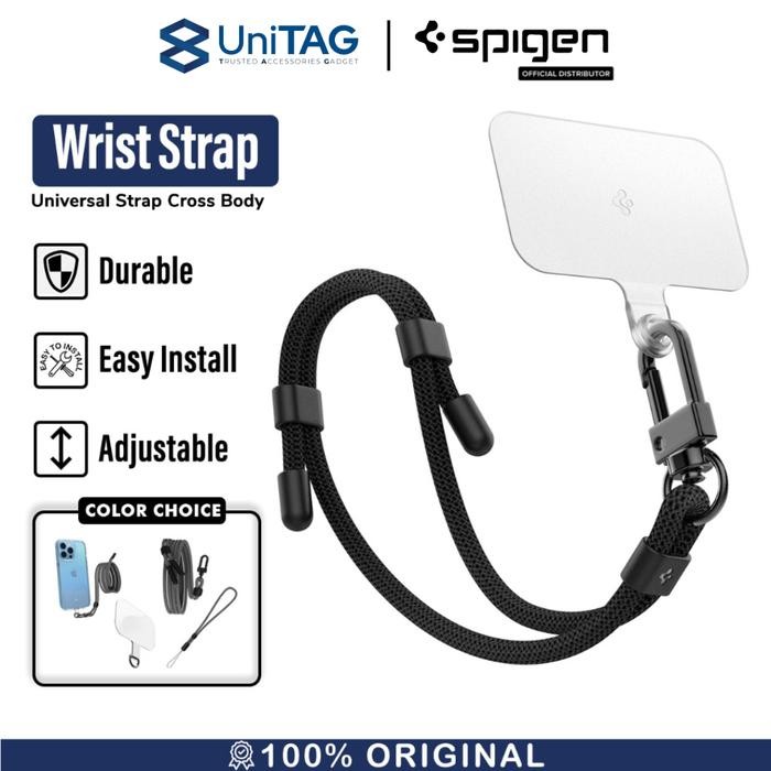 Strap Tali Gantungan HP Spigen Cross Body / Wrist Hand Phone Lanyard - WristBK+Contag