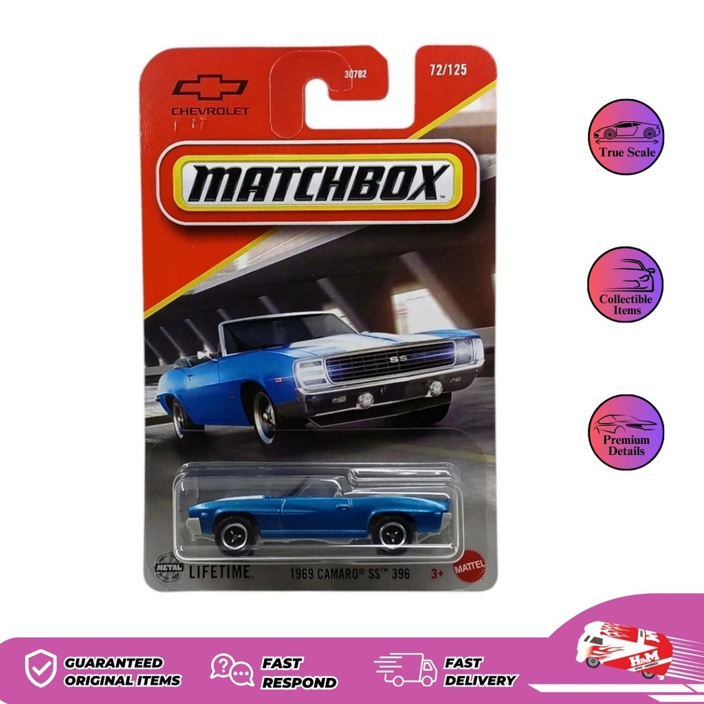 Matchbox 1969 Camaro SS 396 Biru - 93BD