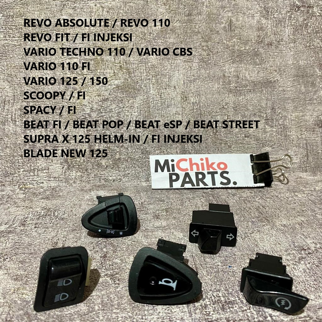 VBAR41 (Set 5pcs) Tombol Saklar Set Revo Absolute 110 Fit Fi Vario 110 125 150 Fi F1 Techno CBS Scoo
