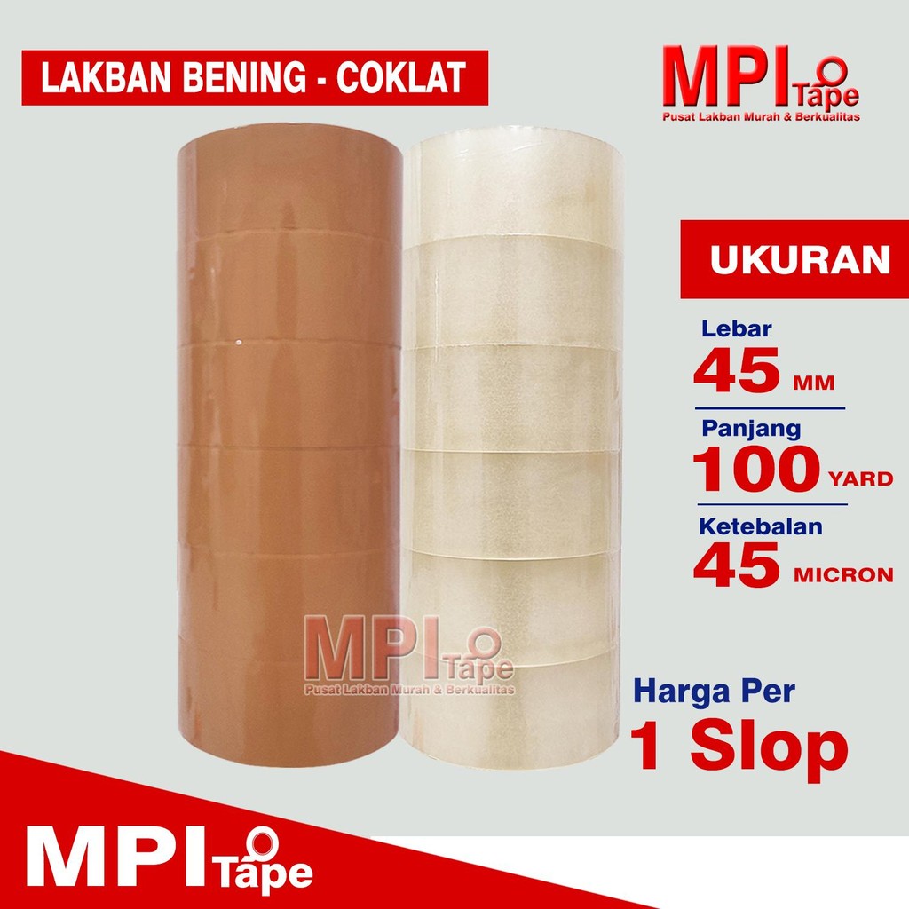 

1 Slop - Lakban Bening - Coklat 45 mm x 100 yard - Lakban Untuk Packing - MPI