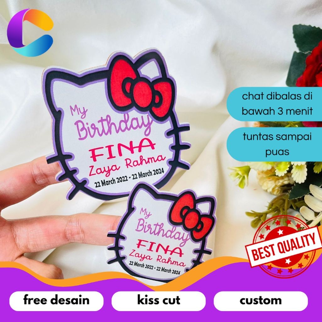 

Cetak INC 9-15 Sticker Karakter Ulang Tahun Anak Stiker Label Hampers Ultah Birthday Bentuk Custom