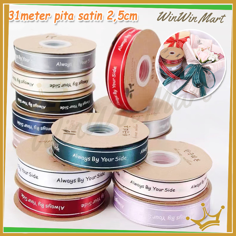 

WWM Pita Satin Pita Kado 31M*2.5CM Premiumpita Kado Gift Bouquet Bunga Dekorasi Kkorean Ribbo