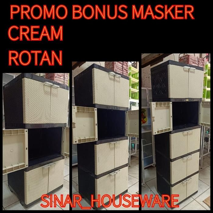 LEMARI PAKAIAN PLASTIK 2 PINTU NAIBA KAYU