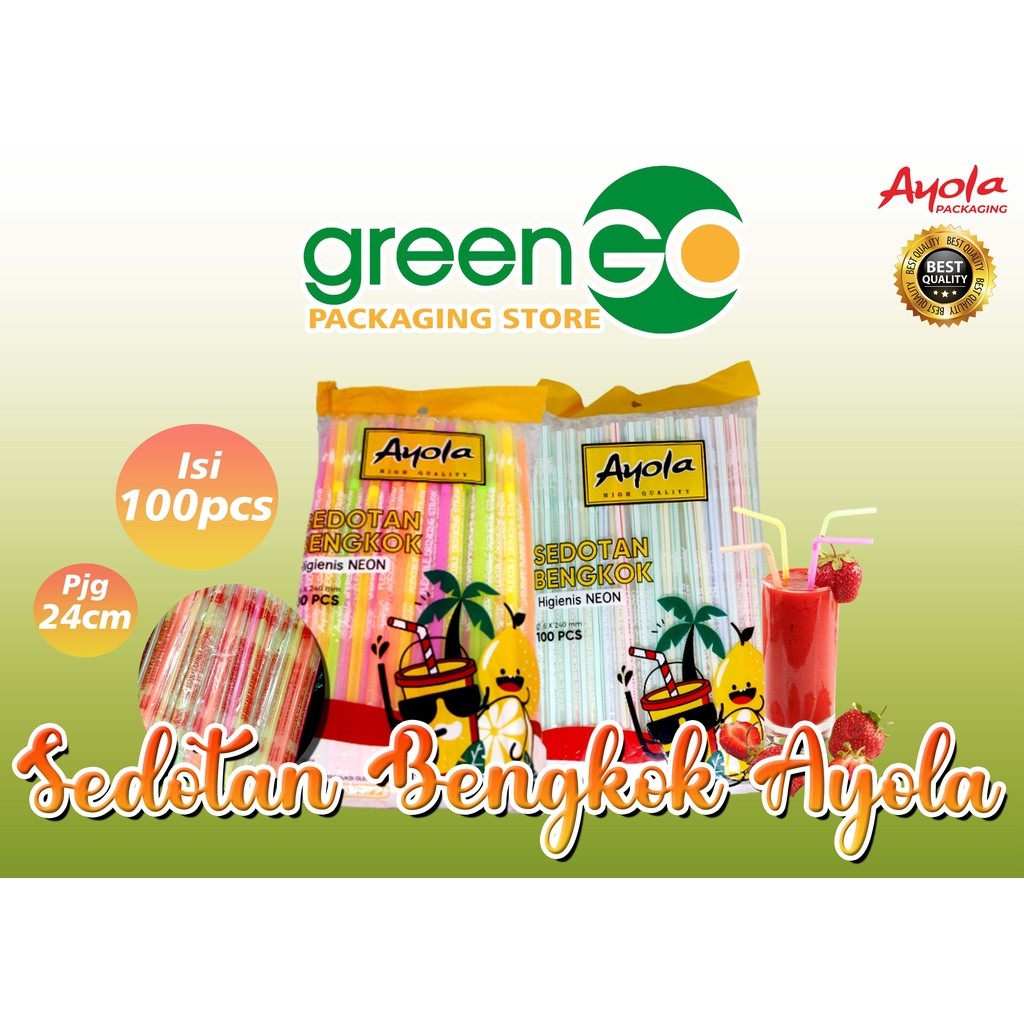 [LW] SEDOTAN BENGKOK PLASTIK NEON SALUR AYOLA 6MM 100PCS MURAH HIGIENIS SEDOTAN PANJANG SEDOTAN TEKU