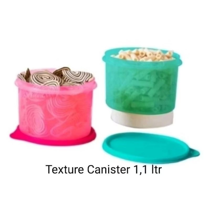Promo Tupperware Texture Canister 1,1L 1Pc ecer toples plastik tempat cemilan wadah kue makanan krip