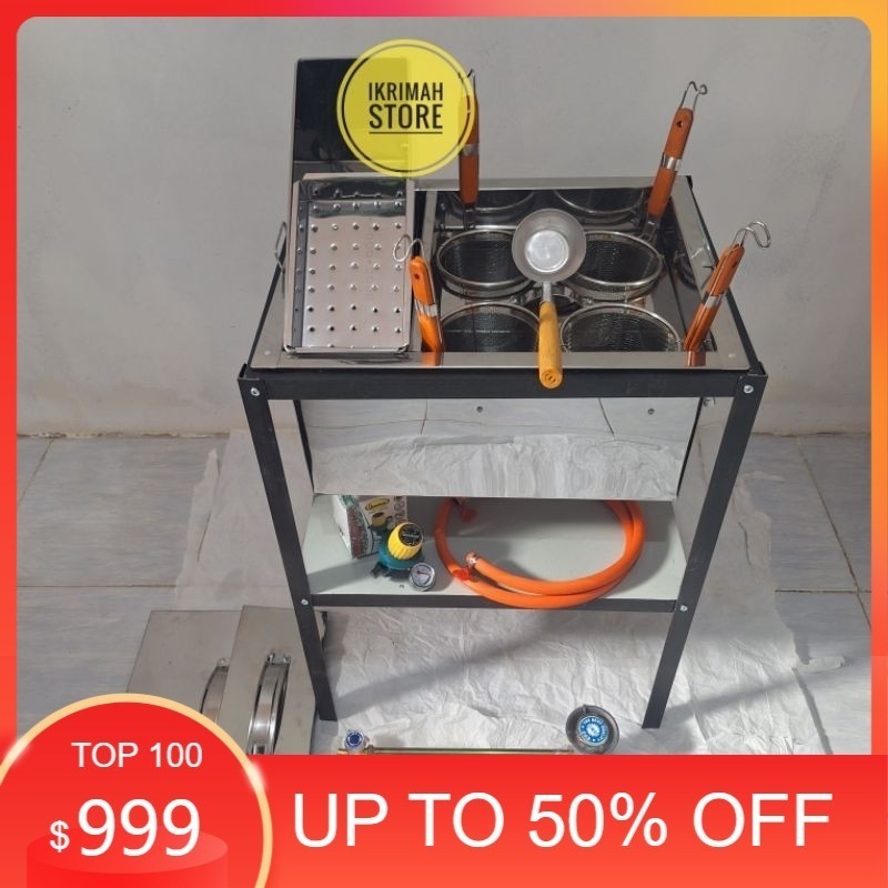 Dandang mie ayam 4 lubang set / panci mie kocok / panci dandang mie ayam bakso kotak stainless