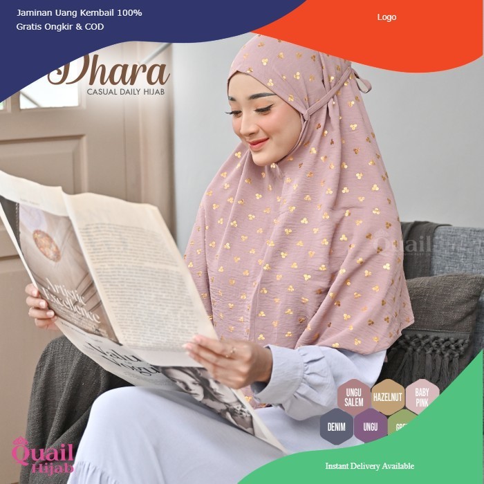 TERLARIS Hijab Instan Bergo Tali Katun Airflow Original Jilbab Quail DHARA